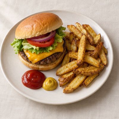 Burger & oven fries